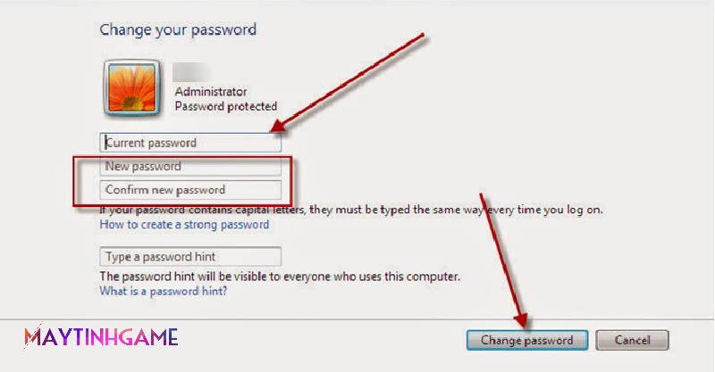 Nhập mật khẩu bạn cần tạo cho laptop